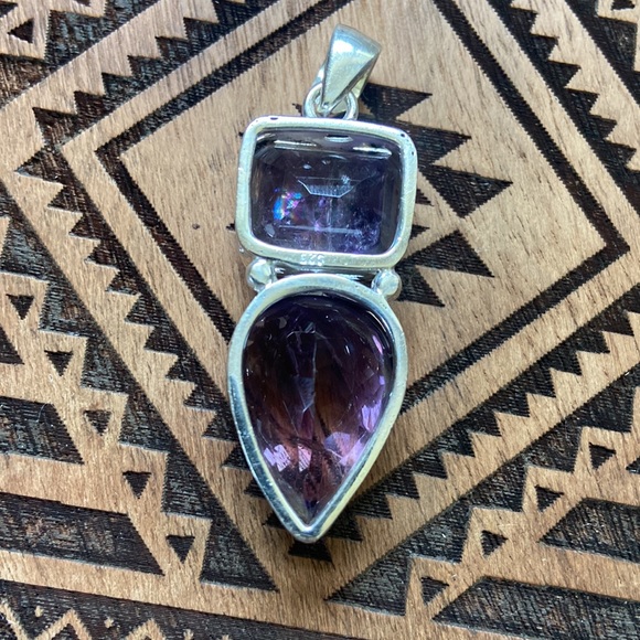 Ametrine & Amethyst 925 sterling silver pendant - Picture 6 of 11